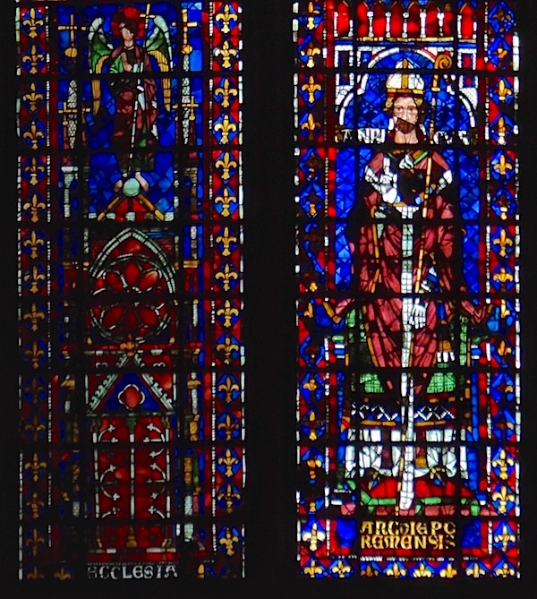 Baie 100 - Église de Reims et donateur (archevêque Henri Braine)