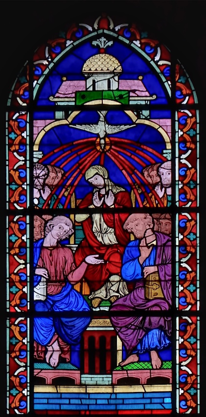 <b>Pentecôte </b>: envoyé par le Christ Jésus, l’Esprit- Saint descend sur les douze apôtres réunis autour de Marie (Luc 24,49).