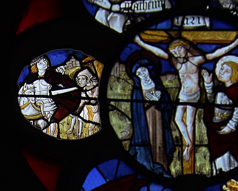 Charité de Saint Martin (occuli du vitrail de l'arbre de Jessé)