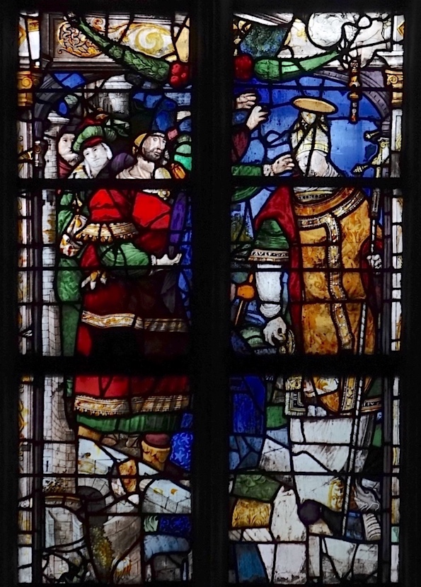 Saint Loup, envoyé en exil par Clotaire II, jetant son anneau pastoral dans la Seine