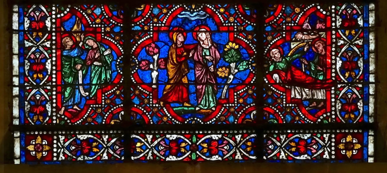 [1] l'annonciation [2] la visitation [3] la nativité