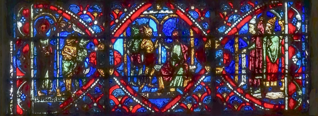 [10] Saint Jacques repousse les démons envoyés par le magicien Hermogène [11] Les démons en réfèrent à leur maître [12] trois pharisiens