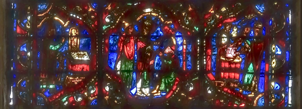 [13] le juif prie devant une statue de Saint Nicolas [14] Saint Nicolas récupère l'argent [15] le juif reçoit le baptême