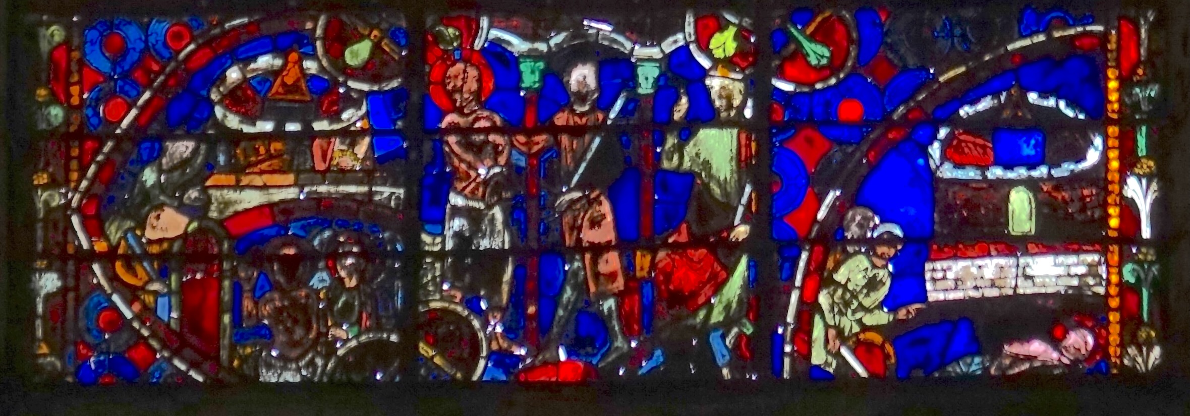 [1] Vincent en prison visité par un ange [2] Vincent apparaît devant l'empereur Dacian [3] Vincent dort en prison dans un cercle de lumière