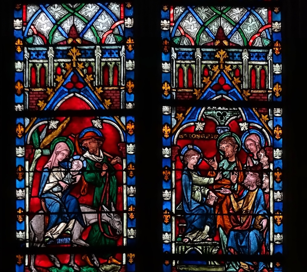 [5] la fuite en Égypte [6] Joseph et Marie accompagnent Jésus au temple où il engage une discussion avec les docteurs