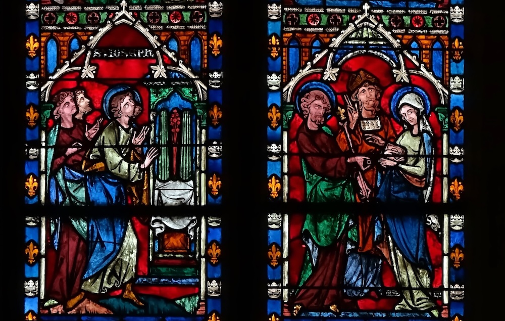 [1] Parmi les prétendants de Marie, seul le baton de Joseph fleurit [2] le mariage de Joseph et de Marie