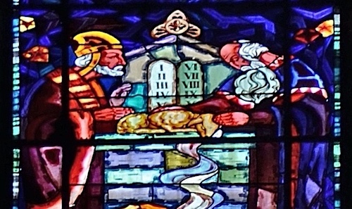 [5] Joachim offre un agneau en sacrifice au temple.<br>Eglise N.D. de la butte aux cailles - Paris (13)