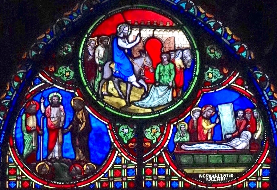 [9] Jésus au mont des oliviers [10] La résurrection de Lazare. [11] L'entrée à Jérusalem. <br>Eglise Saint Germain l'Auxerrois - Paris