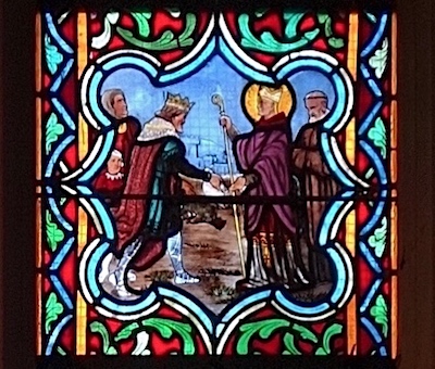 [15] Après la mort de Guillaume-le-Roux, Henri Ier ayant rappelé le primat d'Angleterre, saint Anselme retourne à son Église de Cantorbéry