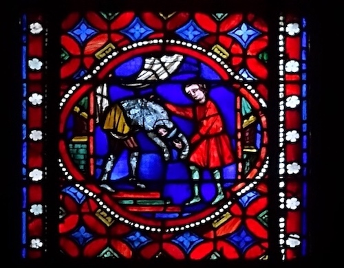 [13] Episode de St Menelee à Menat : le comte de Poitiers vexé de l'abandon de sa fille par Menelee arrive à Menat et s'écroule