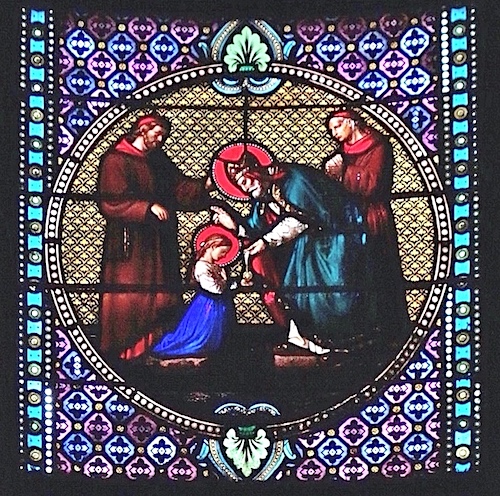 [1] Geneviève rencontre Saint Germain.<br>Eglise Saint Ambroise - Paris (11)