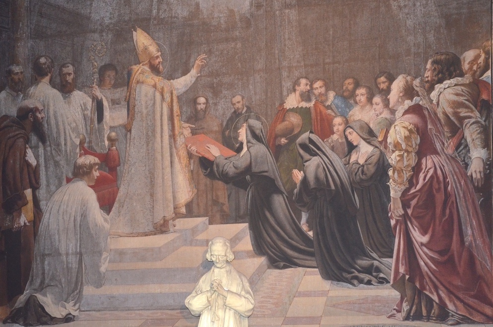 François de Sales remet les statuts de l'Ordre de la Visitation à Ste-Jeanne-de-Chantal<br>Eglise Saint Sulpice - Paris (6)