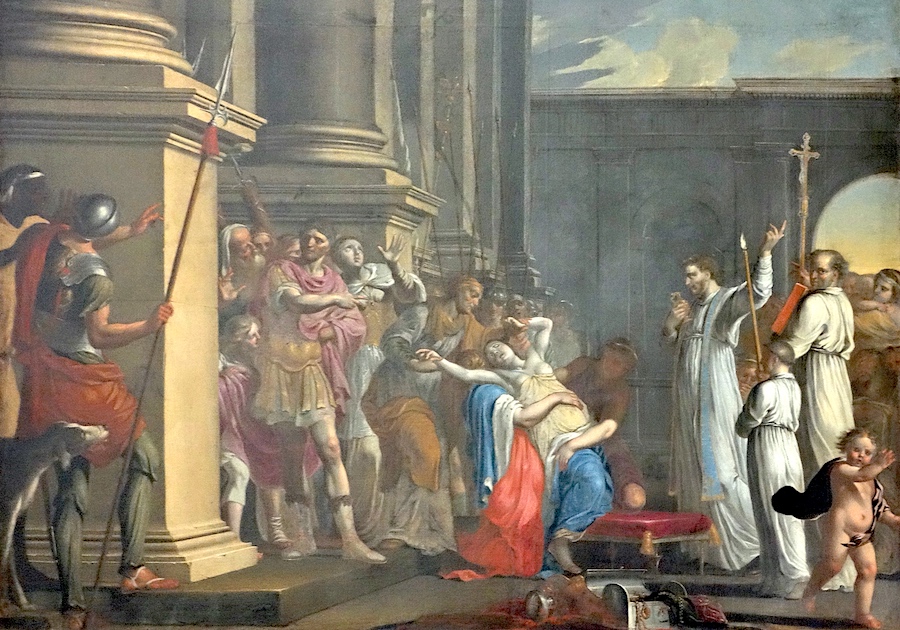 Mathurin est appelé par l'empereur pour soigner sa belle-fille Théodora atteinte de folie<br>Abbatiale Saint Ouen - Rouen 76