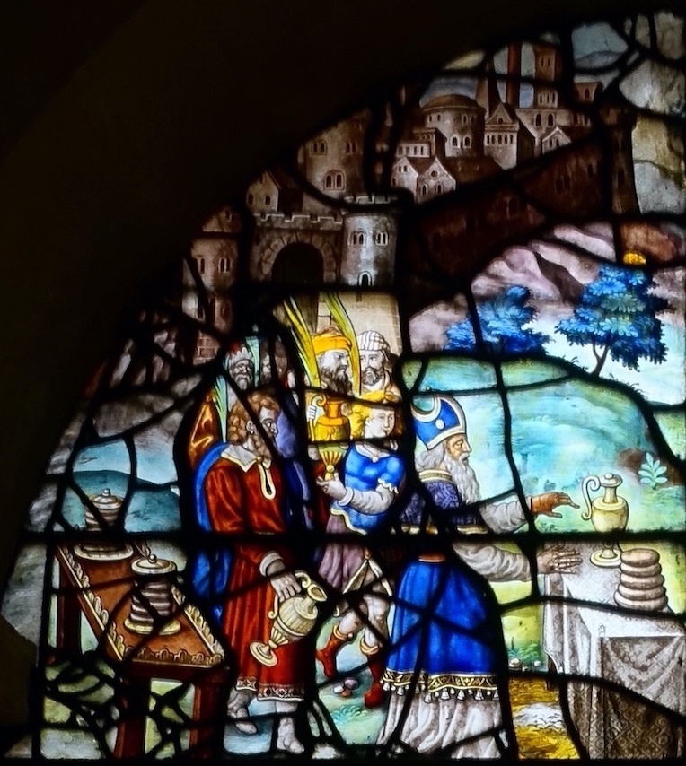 Melchisedech offre du pain et du vin à Abraham<br>Eglise Saint Etienne du Mont - Paris (5)