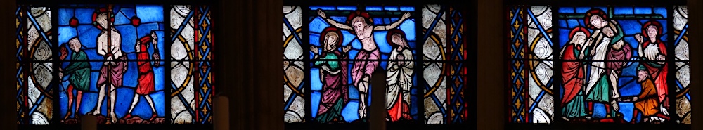 la flagellation, la crucifixion, la descente de croix (baie 0)