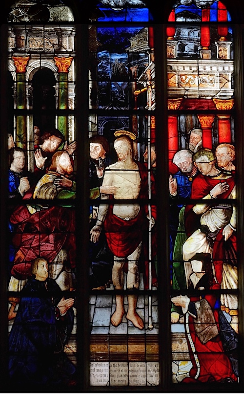 L'incrédulité de saint Thomas ; donateurs (Thomas Heullant et Jeanne Fleury son épouse)