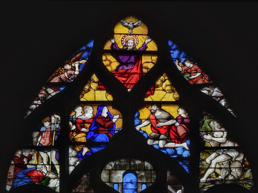 le Christ et le saint Esprit, intercession de la Vierge et de Saint Jean