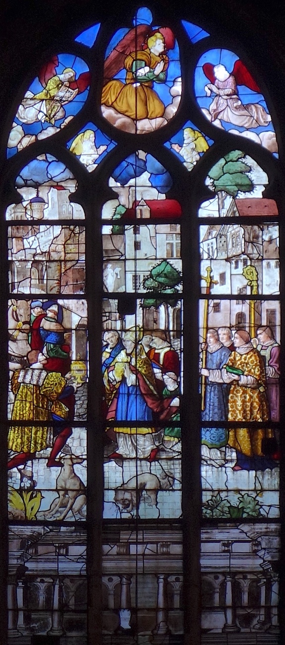 Offrande des reliques de St-Jean-Baptiste par Gautier de Nemours à l'archevêque de Sens