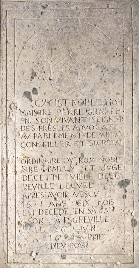 Maitre Pierre Gratien<br>avocat au parlement de Paris<br>✝ 26 juin 1644