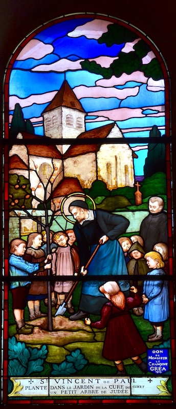 Saint Vincent de Paul plante dans le jardin de la cure de Clichy un petit arbre de Judée