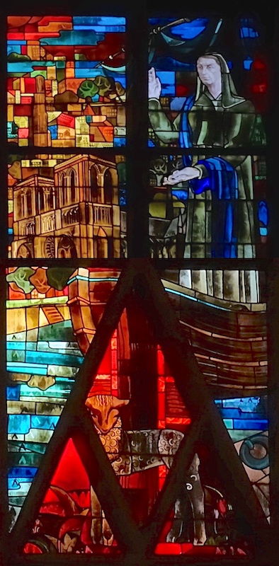 Sainte Geneviève devant la cathédrale NotreDame de Paris
