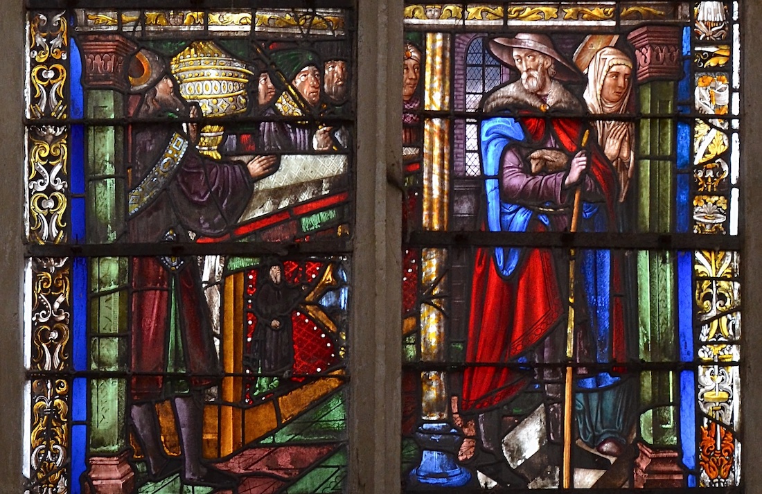 [1] l'offrande d'Anne et de Joachim au temple est refusée par le gand prêtre<br>Eglise Saint Etienne - Bar-sur-Seine 10