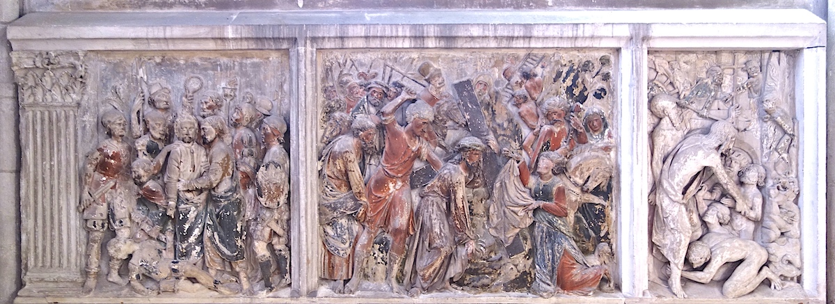 Baiser de Judas, portement de croix, Jésus dans les limbes - Eglise Saint Thibault - Joigny 89