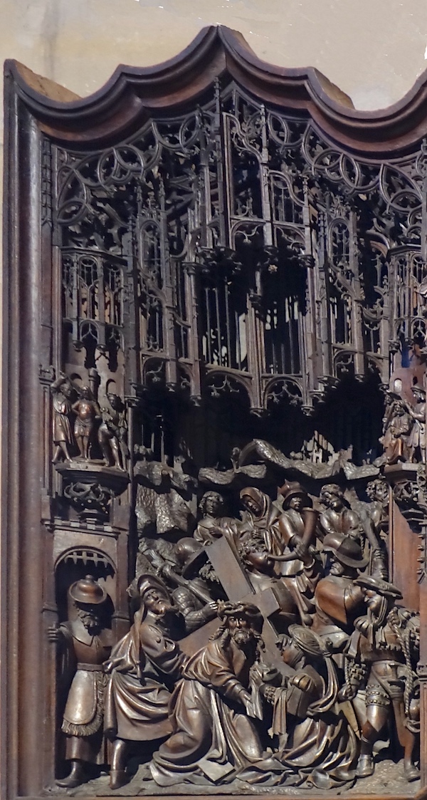 Jésus chargé de sa croix, accompagné de la Vierge et de St Jean, de Véronique et du juif errant.<br>Eglise St Germain l'Auxerrois - Paris (1)