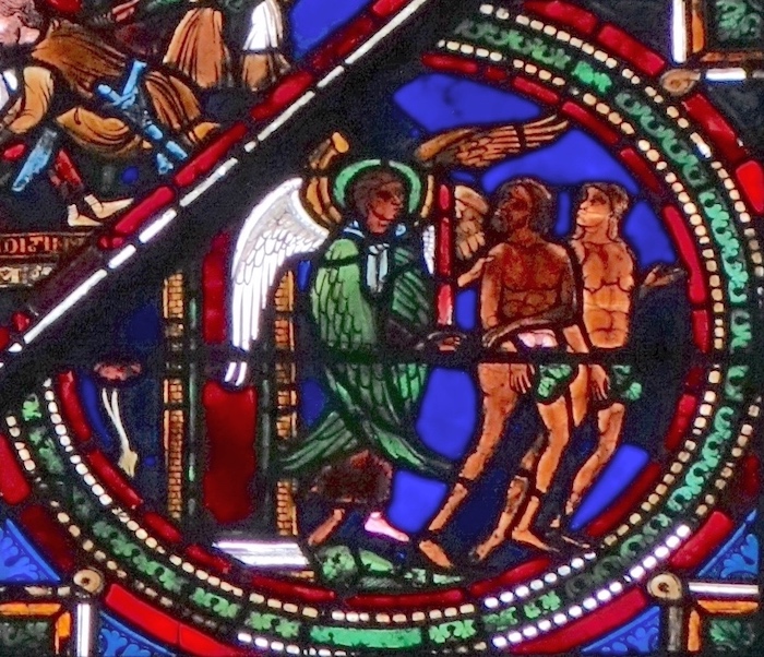 [6] Adam et Ève chassés du paradis.<br>Cathédrale Saint Etienne - Sens 89