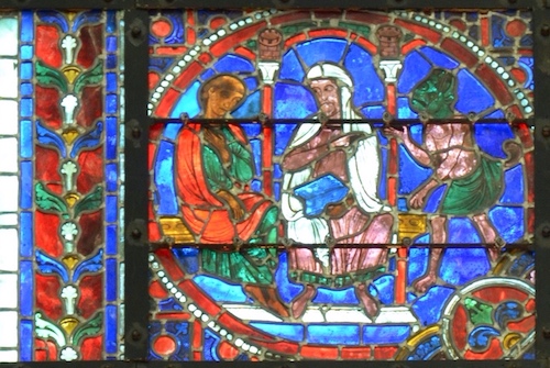 [11] Le juif présente Théophile à Satan.<br>Cathédrale Notre-Dame - Laon 02