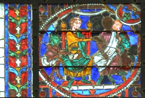 [13] Théophile recouvre sa dignité et ses richesses.<br>Cathédrale Notre-Dame - Laon 02