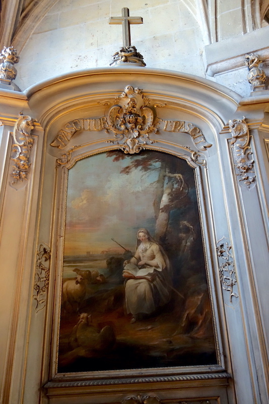 peinture de Charles-Dominique Eisen (1720-1778) représentant Geneviève lisant et gardant ses moutons<br>Eglise Saint Médard - Paris (5)