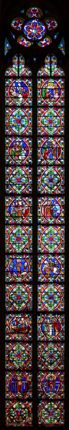 Vitrail de la vie de Sainte Geneviève<br>Cathédrale St Etienne - Meaux 77