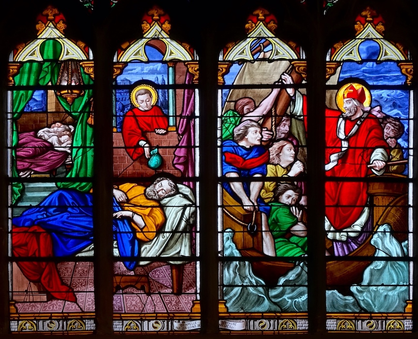 Le miracle des trois vierges / Le miracle des marins dans la tempête<br>Eglise St Jacques - Dieppe 76