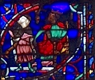 [20] Pierre et Paul confondant le magicien Simon (Suite). L'empereur Néron est représenté sur son trône, à droite. Devant lui, le magicien Simon.<br>Cathédrale Notre-Dame - Rouen 76